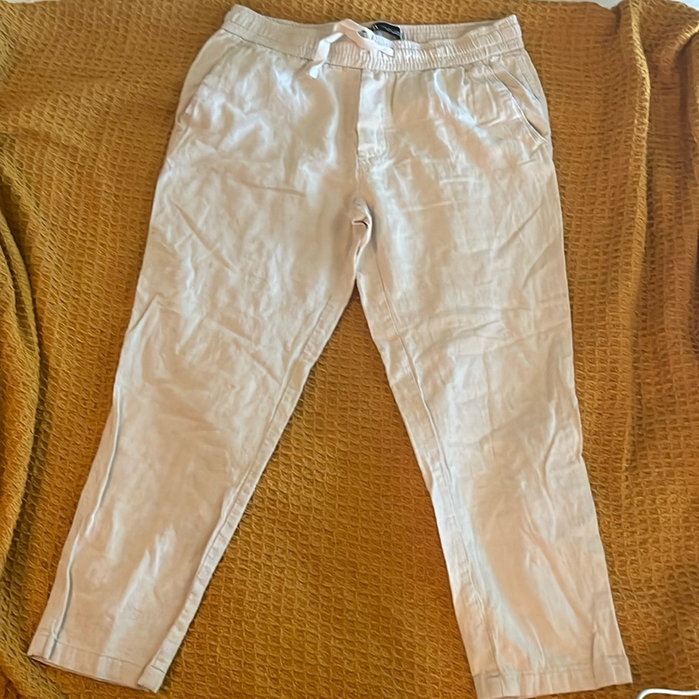 ZARA Men’s Linen Drawstring Joggers - L, Chic Parisian Style